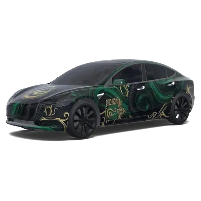 Smaragd-Schlangenkamm – Tesla Model 3 Wrap