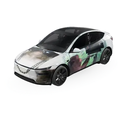Mèmes singes (Monkey memes) – covering Tesla Model Y