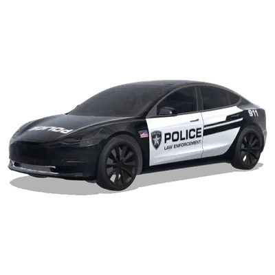 Чёрно-белая полицейская звезда – оклейка Tesla Model 3