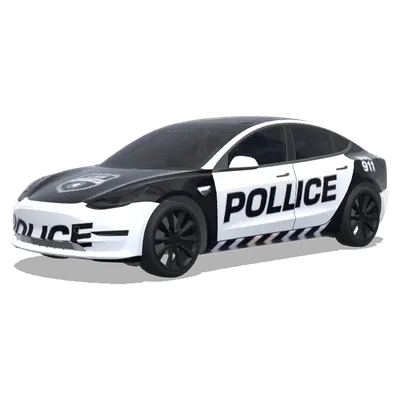 Чёрно-белая полицейская 911 – оклейка Tesla Model 3