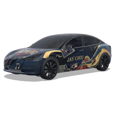 Jay Chou Marineblau-Gold-Folierung (周杰伦) – Tesla Model 3 Wrap