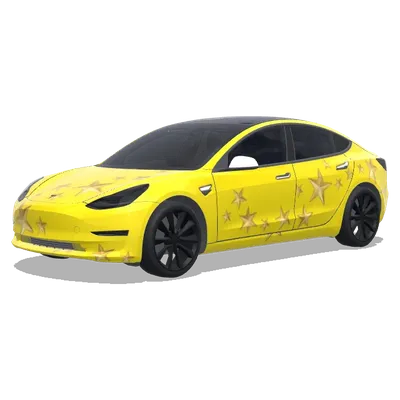 노란색 금별 랩 (Yellow car with golden stars) – 테슬라 Model 3 랩핑