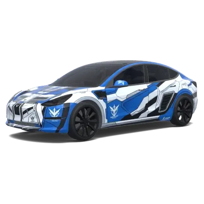 高達主題（Put gundam theme. Colors: white, blue, black.） – 特斯拉 Model 3 塗裝