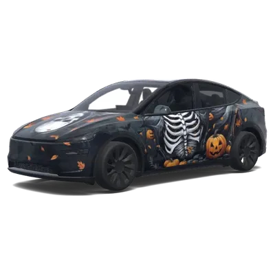 Skelett-Kürbis-Folierung – Tesla Model Y Wrap