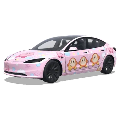 Cute Kirby and Waddle Dee (カービィとワドルディを使ったかわいくてシンプルなデザイン) – Tesla Model 3 wrap