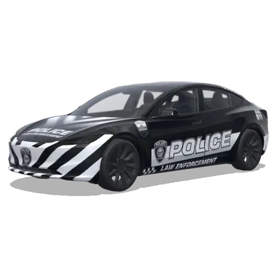 Чёрно-белые полицейские полосы – оклейка Tesla Model 3