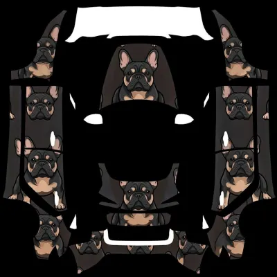 French Bull Dog Themed Tesla Wrap – Tesla Model 3 wrap