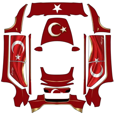 Drapeau turc élégant (Türk Bayrağı Zarafeti – Premium Tesla Model Y Wrap) – covering Tesla Model 3