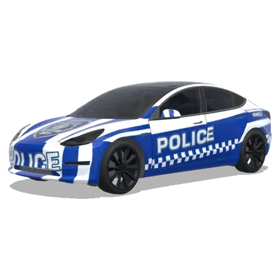 Blue White Checkered Police Tesla – Tesla Model 3 wrap