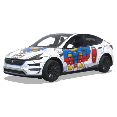 Gundam RX78 Design with white background – Tesla Model Y wrap