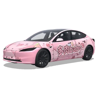 Pink Pig with Succulent Baby (侧面写着（多肉baby）的粉猪车) – Tesla Model 3 wrap