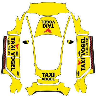 Taxi Vogel (Taxi vogel) – Tesla Model 3 Wrap