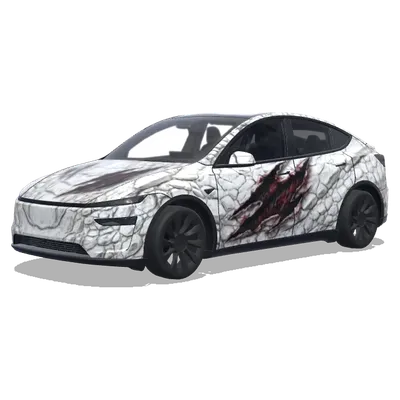 Weißes Monster Design – Tesla Model Y Wrap
