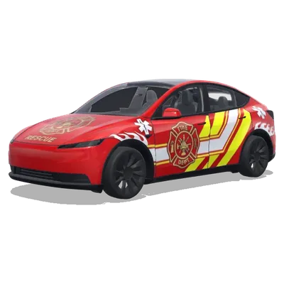 紅色消防員救援車身貼膜 – 特斯拉 Model Y 塗裝