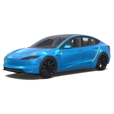 Frostblau glänzend mit Handles – Tesla Model 3 Wrap