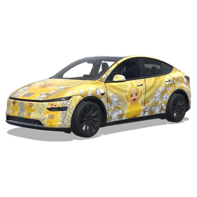 Жёлтый Teletubbies с алмазами (黄色的天线宝宝，周围有很多钻石。) – оклейка Tesla Model Y