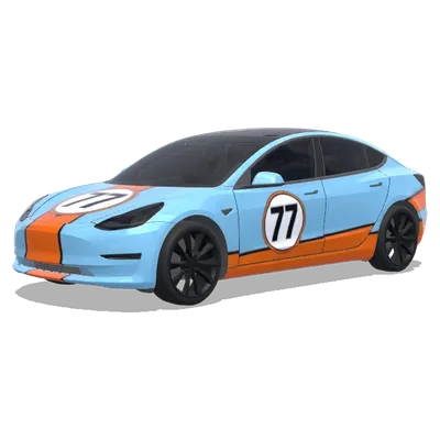 海湾石油77号（Gulf racing with number 77 decal on doors and hood） – 特斯拉 Model 3 涂装