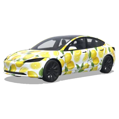 White Lemon Pop – Tesla Model 3 wrap