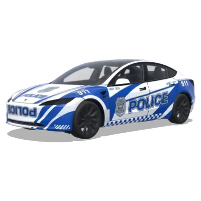 Blue Stripe Police Unit 303 – Tesla Model 3 wrap