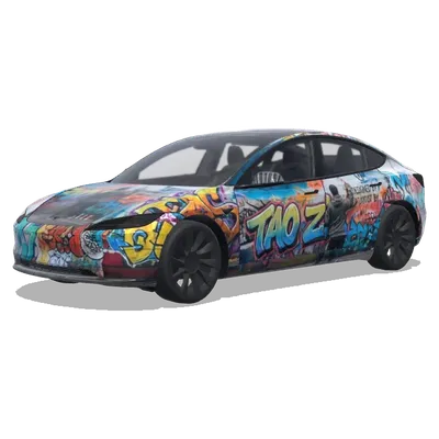 Graffiti TAO ZI – covering Tesla Model 3