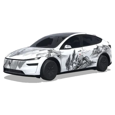 Peinture encre chinoise (中国水墨画风格) – covering Tesla Model Y L