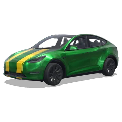 metalick green with 2 yello lins on top – Tesla Model Y wrap