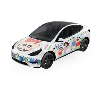 ホワイトクレヨンしんちゃんラップ (蜡笔小新) – テスラ Model Y ラッピング