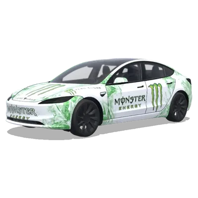 Monster Energy белый (white monster energy drink) – оклейка Tesla Model 3