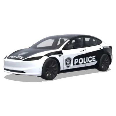 Чёрно-белый полицейский – оклейка Tesla Model 3