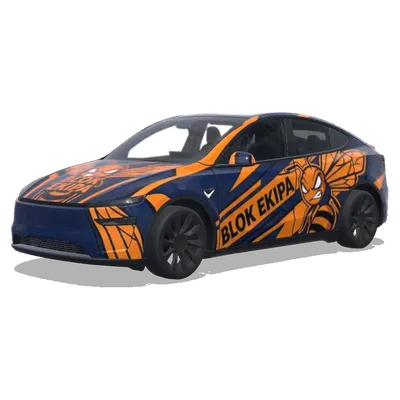 Hornet Navy Orange – Tesla Model Y wrap