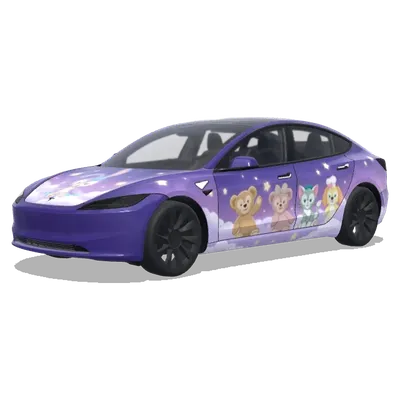 Duffy und Freunde Sternenhimmel-Lila – Tesla Model 3 Wrap