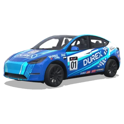 Durex's race car – Tesla Model Y wrap