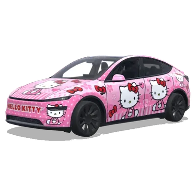 Hello Kitty Pink Theme (帮我设计一个Hello Kitty粉色主题的) – Tesla Model Y wrap
