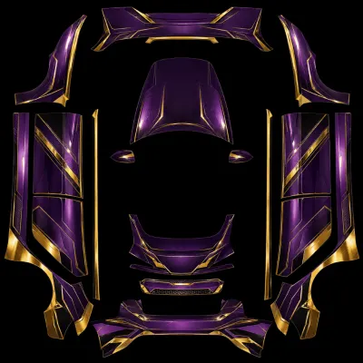 Lila & Gold (Purple & Gold) – Tesla Model 3 Wrap