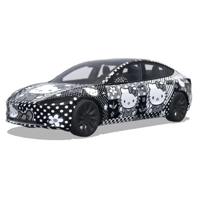 Hello Kitty Black and White (hello kitty黑白) – Tesla Model 3 wrap