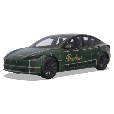Тартан Barbour с надписью – оклейка Tesla Model 3