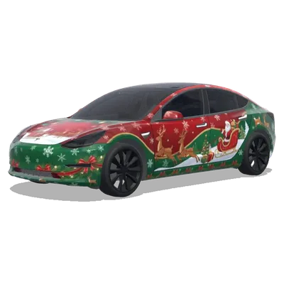 Weihnachtsverkleidung mit Santa-Schlitten – Tesla Model 3 Wrap