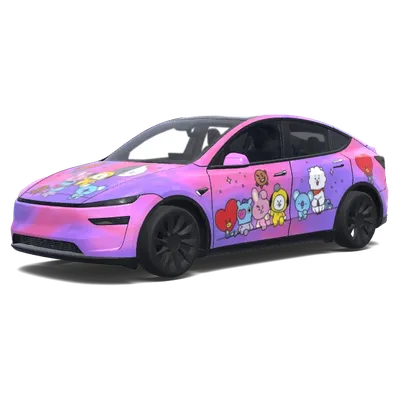 BT21 Rosa-Lila Tesla-Folierung – Tesla Model Y Wrap