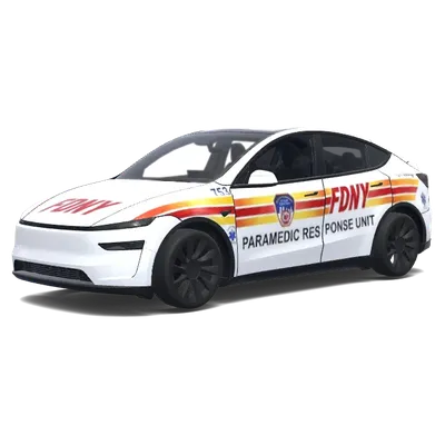 FDNY-Rettungssanitäter-Streifen-Folierung – Tesla Model Y Wrap