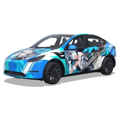 Cyber Blue Anime Wrap – Tesla Model Y wrap