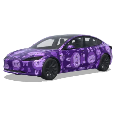 라부부 퍼플 (Labubu. Colors: purple.) – 테슬라 Model 3 랩핑