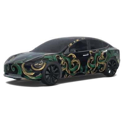 Smaragdgrüne Schlangenwirbel – Tesla Model 3 Wrap
