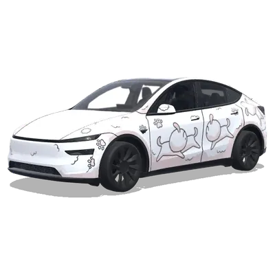 강아지 닮은 차 스킨 – 테슬라 Model Y 랩핑
