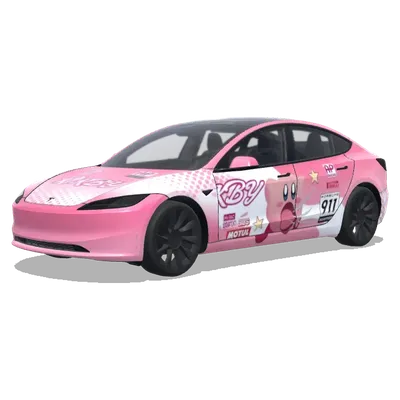 Pink Kirby Racing Wrap – Tesla Model 3 wrap
