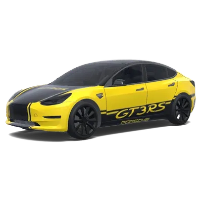 Porsche 911 GT3 RS Gelb (porsche 911 gt3 rs wrap. Colors: black, yellow.) – Tesla Model 3 Wrap