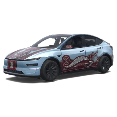 Gletscherblauer Tribal-Drache – Tesla Model Y Wrap