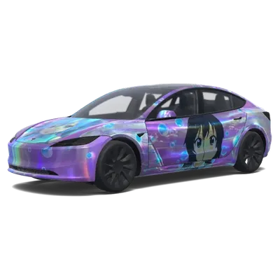 Lila Anime-Traum – Tesla Model 3 Wrap