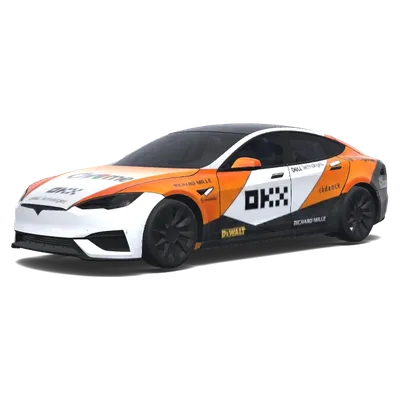 Orangefarbene Rennstreckengeschwindigkeit – Tesla Model S Wrap