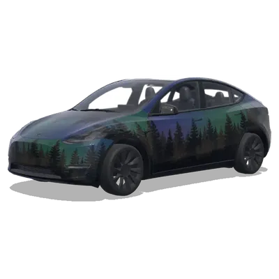 Kiefernwälder Silhouette (pine tree forest silhouette along sides.) – Tesla Model Y Wrap