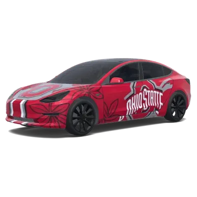 Ohio State Buckeyes ohne Kreise (Ohio State Buckeyes remove the brown circles) – Tesla Model 3 Wrap